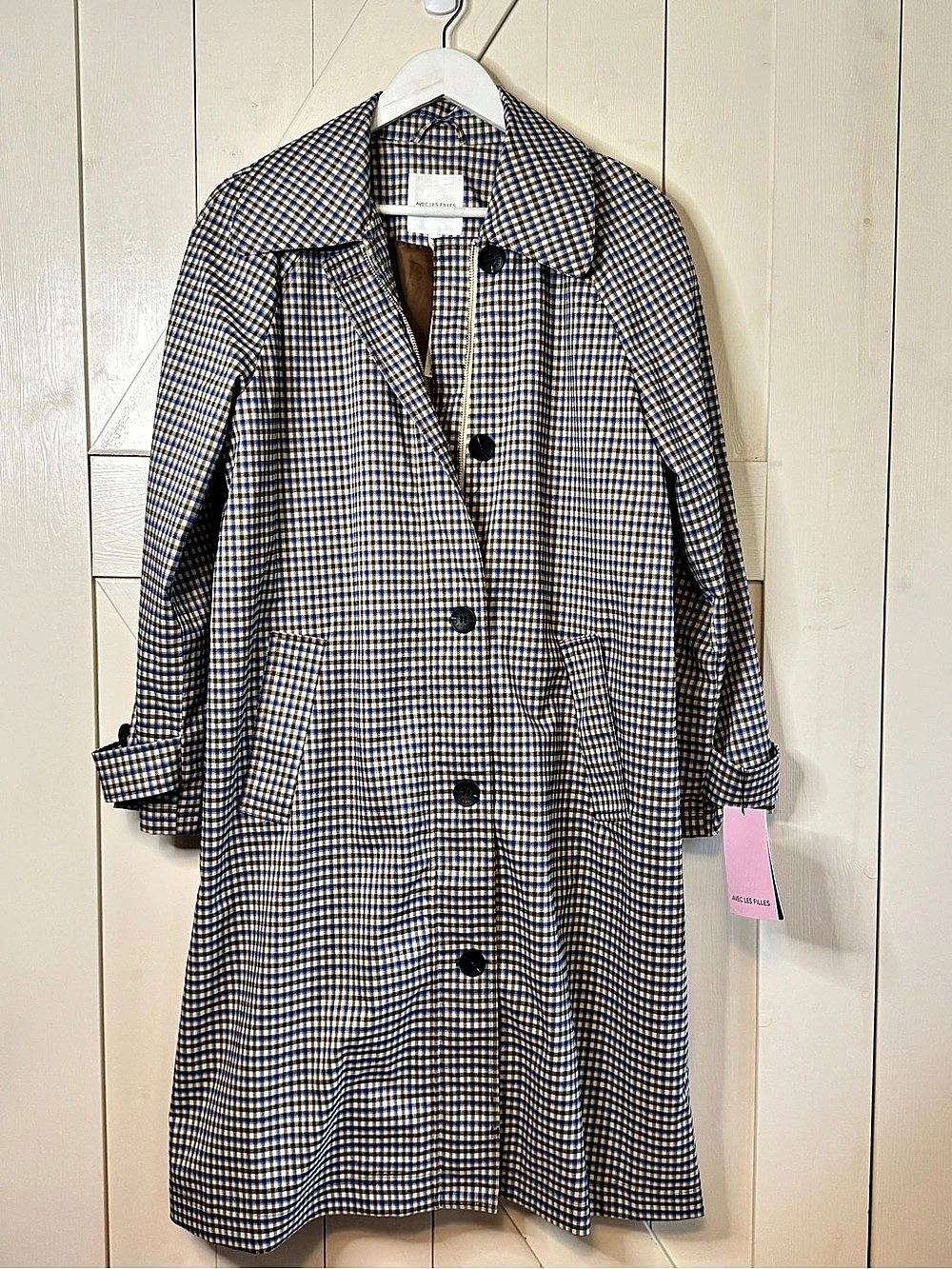 Avec Les Filles Anthropologie Plaid Trench Coat M NWT